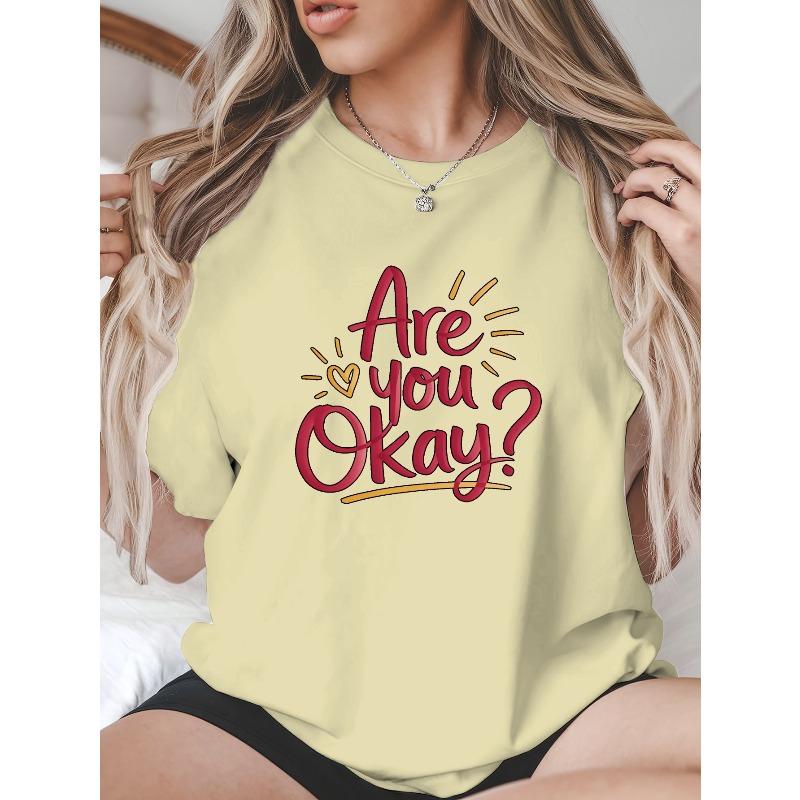Casual Round-Neck T-Shirt for Women Featuring a Trendy Print, Perfect for Spring And Summer Wear