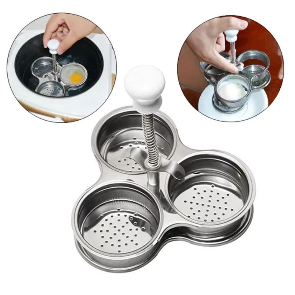 Non-Stick Poached Egg Maker 3 Grids Eggs Cooker High Quality Egg Poaching Pan  Cooking Tool