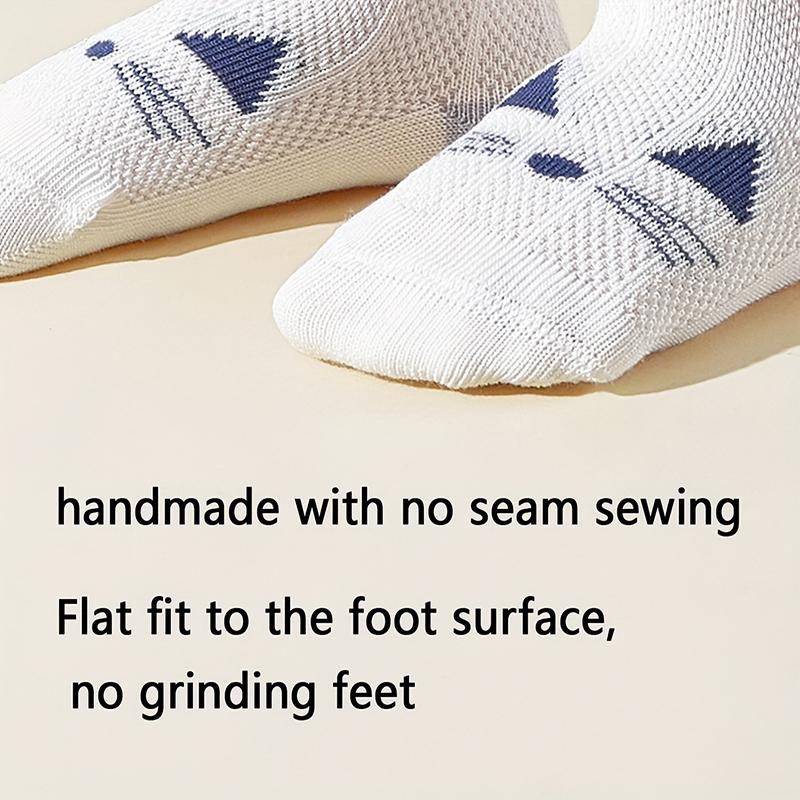 6Pairs Baby Mesh Socks Cute Cat Mid-tube Sock Summer  Sweat-absorbing Breathable Newborn Cotton Sock 0-3year Children Footwear