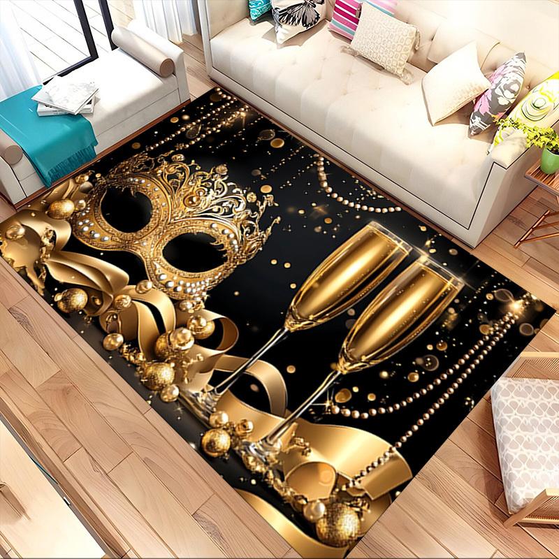 mask champagne Crystal Velvet Office chair mat Area Rug - Non-Slip, Floor Mat, Office Desk Chair Rugs,Christmas Gift-1106078