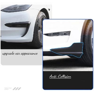 For Tesla Model 3 2017- Plastics Black Front Bumper Lip Corner Guard + Fog Light Surrounds Eyebrow Styling Mouldings