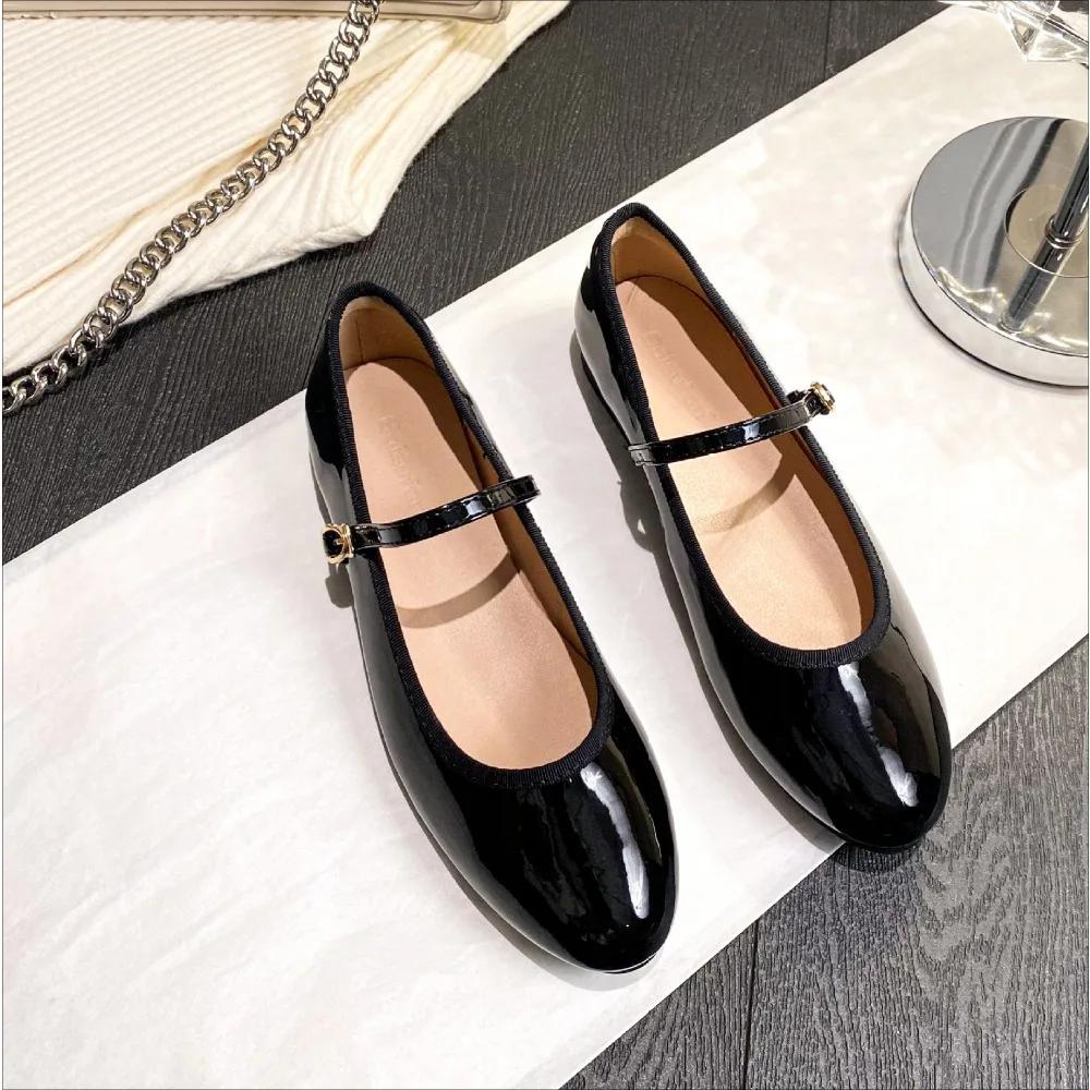 Fashion Flat shoes women's 2025 new Mary Jane single strap shallow mouth soft soled ballet shoes summer round toe single shoes women