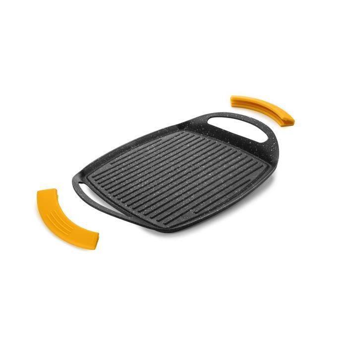 GRILL PLANCHA BASIC STONE AVEC RAINURES 36x23CM