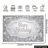 2D Silver Glitter Diamond Happy Birthday Backdrop Banner Party Photography Background