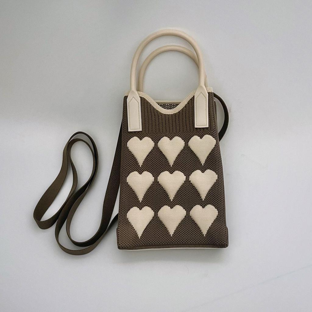 Plaid Cartoon Women's Crossbody Mini Bag: Cute, Lightweight, Knitted Phone Holder for Parent-Child Matching (2024)