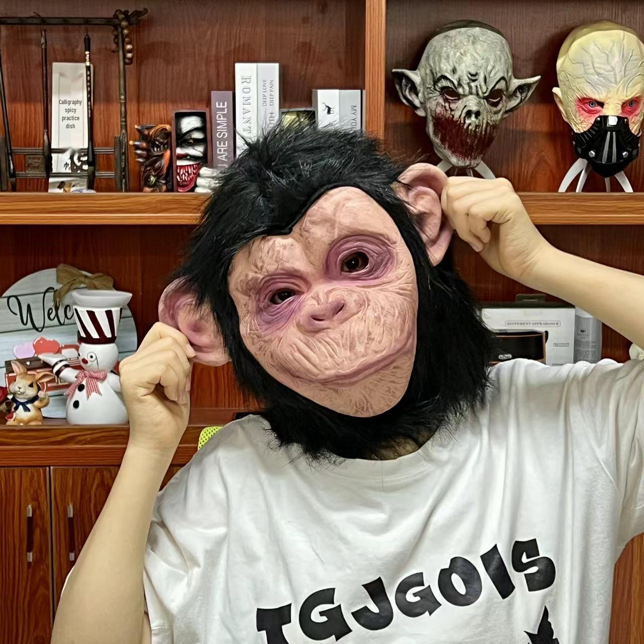 Hairy Prank Mask - Wukong Style Monkey Headgear for Halloween