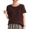 2026 Spring Women's Cashmere Wool Blend Rolled Collar Knit Half Sleeve Top