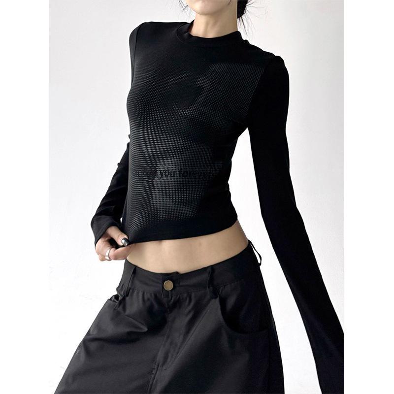 260g Minimalist Print Design Cropped Women's Autumn T-shirt