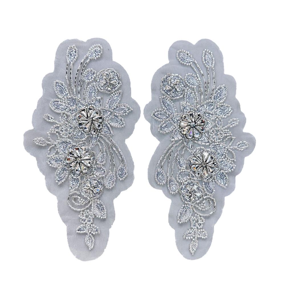 Blingbling Flower Patches Sew On Bannner Repair For Clothing Applique DIY Patches Blingbling Rhinestones Sew On Craft