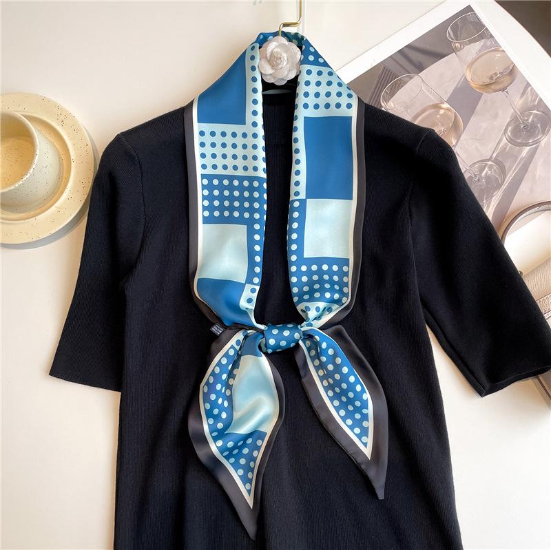 Lång Silkeshalsduk Väska Slips Dam Hals Smala Schalar Hårband Foulard Hästtryck Märke Dam Halsduk Band Vår Ny