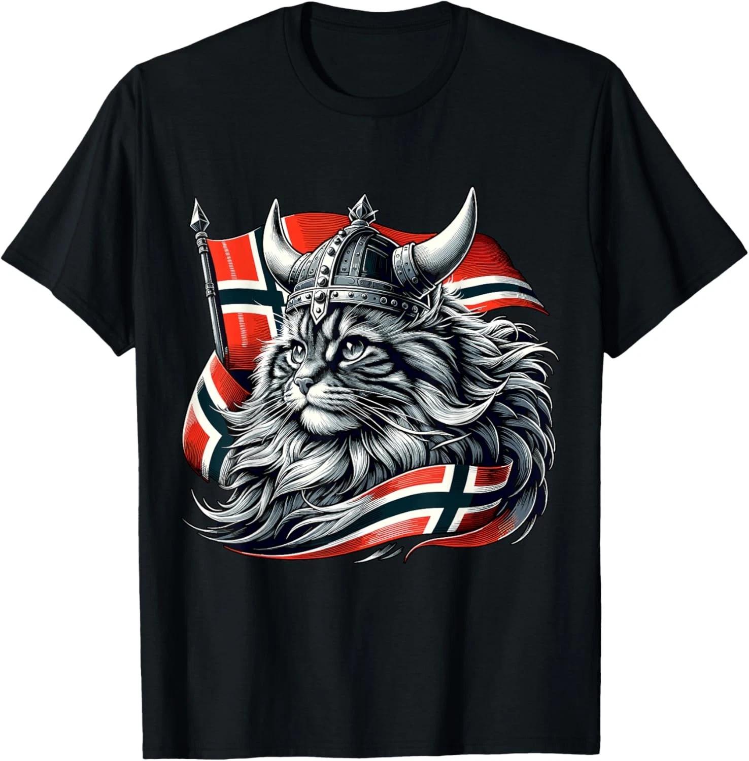 Norwegian Cat Viking Norway Flag Gift Unisex T-Shirt S
