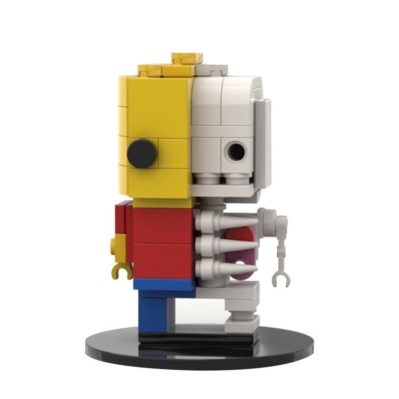 MOC Building Block Toy Square Head Boy Assembly Gift Half Planed Skeleton Villain Small Particle Assembly Toy
