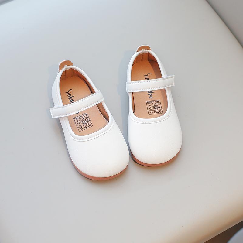 

Girls Simple Leather Shoes Fashion Princess Sweet Kids Flats Children Mary Janes for Wedding Party Classic Style Beige Pink Soft 26