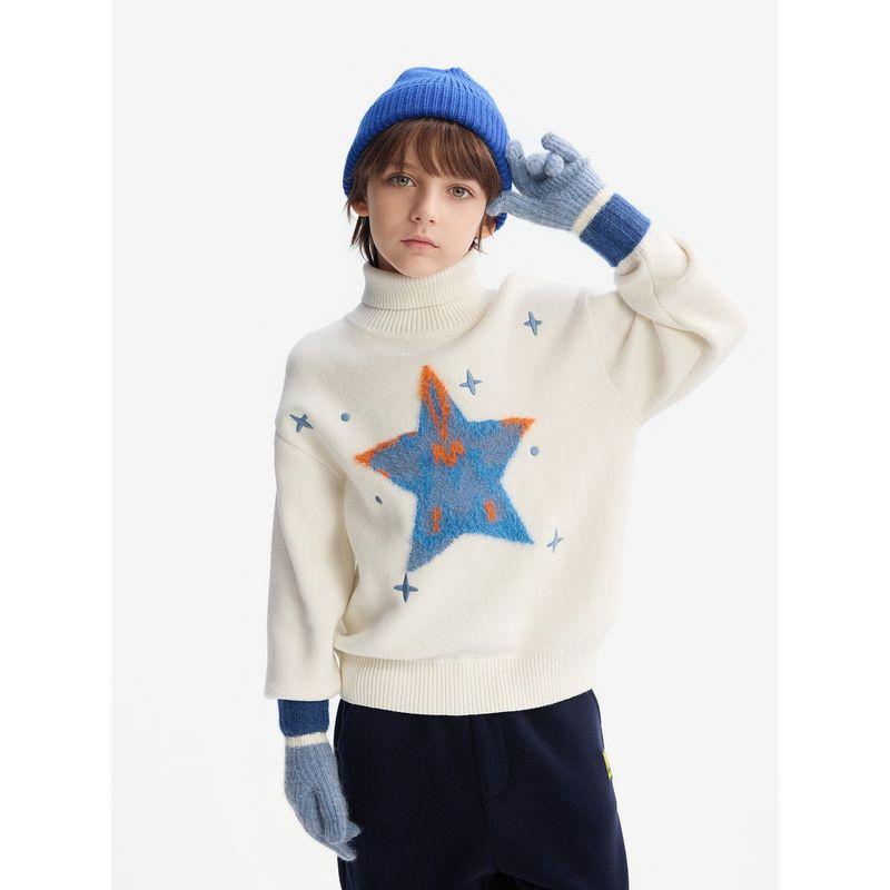 Mqd Children's Clothing Boys' Turtleneck Sweater 2025 Winter New Style Children's Knitwear for Older Kids Thickened Wool