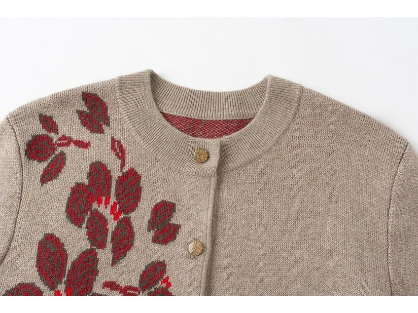 2025 Autumn/Winter Women's Wool Cardigan Crew Neck Sweater Coat