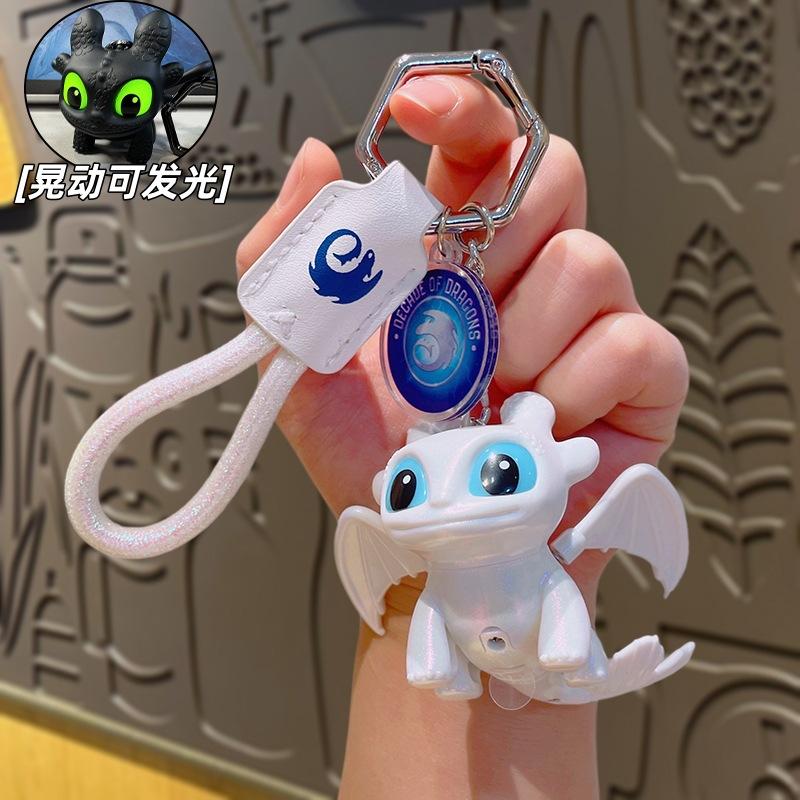 

Potdemiel Cartoon Toothless How To Train Your Dragon Keychain Light Up Effect Backpack Pendant Ornament Anime Peripheral Gifts