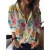 Sommer Minimalistisches Hemd mit Digitalem Blumenprint Knopfleistenhemd Oberteil für Damen Hawaiianischer Strandurlaub Lässiges Hemd