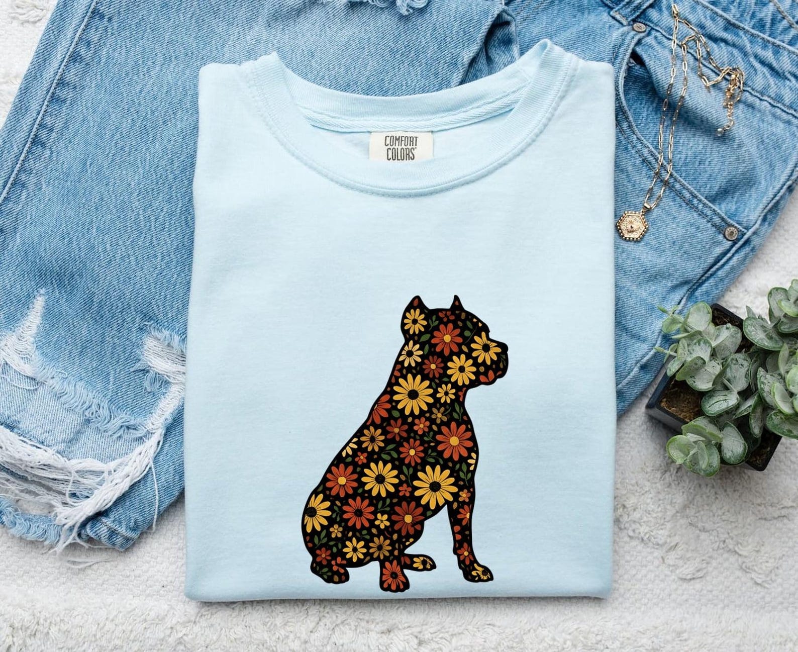Floral Dog Shirt Dog Floral Gift Women Boho Tee Puppy T-Shirt Dog Fan Hippie Tshirt Botanical Graphic Retro Daisies Tshirt XL