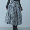 Korean Fashion Autumn Winter Women Jacquard Skirt High Waist Floral Ball Gown Skirt Elegant Feminine Chic Midi Skirts Womens