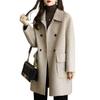 2025 Autumn/Winter Women's Korean-Style Slimming Mid-Length Wool Coat