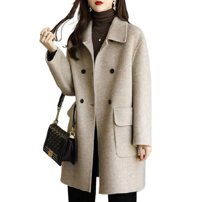 2025 Autumn/Winter Women's Korean-Style Slimming Mid-Length Wool Coat