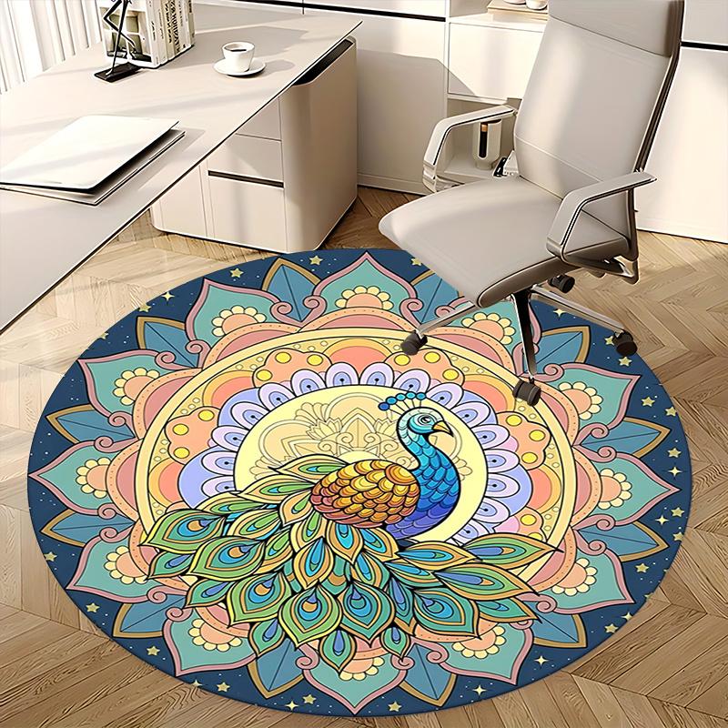 Colorful Peacock Office Carpet Chair Mats, Home Decor, Sofa Rug, Office Carpet Gift for All Rooms1118161a