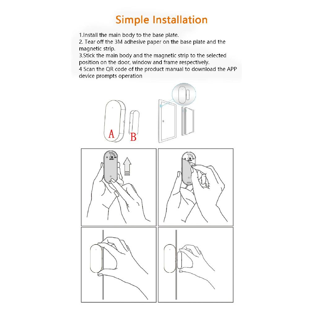 Smart Life App Smart Door Open/closed Detectors Wifi Window Sensor Independent Magnetic Smart Door Sensor Alexa Tuya App Control