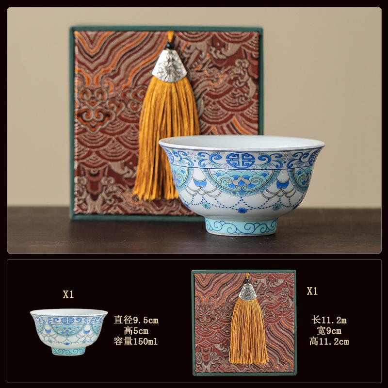 Blue and white bucket color tea cup New Chinese ceramic personal master cup Home office hospitality tea set Press hand small teacup
