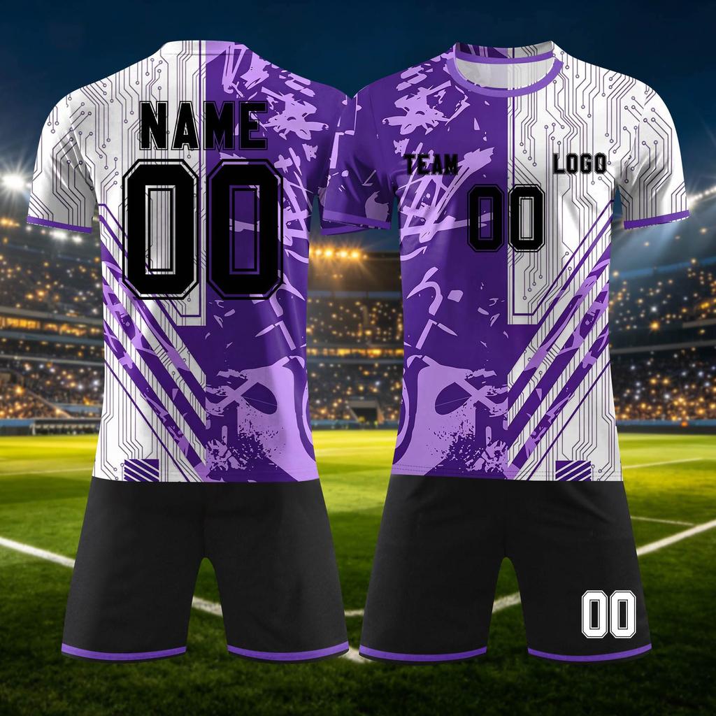 Conjunto Deportivo Personalizado de Dos Piezas DIY con Camiseta de Manga Corta y Pantalones Cortos para Uniformes de Equipo y Estampación Personalizada