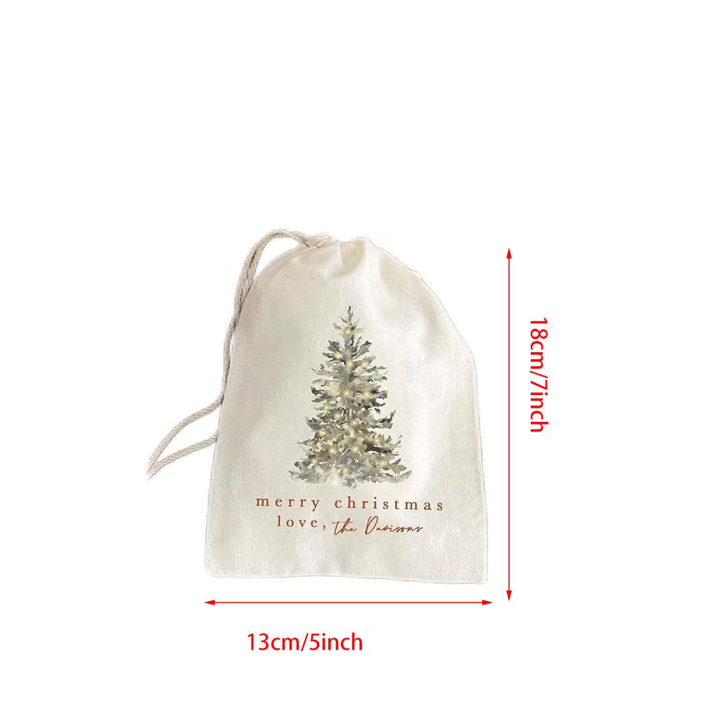 Custom 5Pcs Christmas Tree Favor Bag Christmas Party Decor Supplies Holiday Hangover Kit Drawstring Treat Bag Santa Sacks Gift