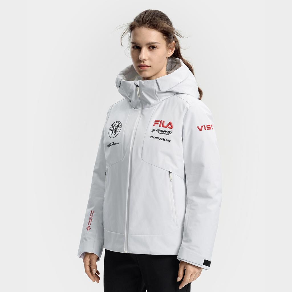 Fila Ski Series Classic Minimalist Casual Sports Versatile Warm Protective Hooded Down Jacket Women Outerwear Jade-White A11W546908FWT