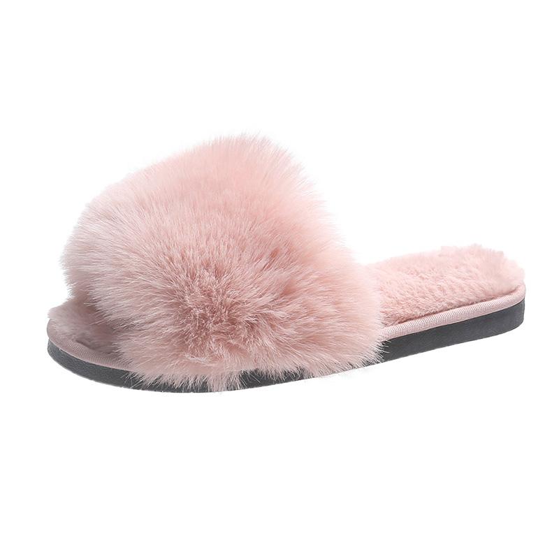 Moda Nowe Damskie Kapcie Okrągły Nosek Płaskie Buty dla Kobiet Wsuwane Płytkie Buty Outdoorowe Codzienne Jednokolorowe Pluszowe Kapcie z Odkrytymi Palcami