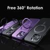 Magnetic 360°Rotation Stand Phone Case For Iphone 11 12 13 14 15 16 Pro Max 16Plus With Ring Holder Frosted Transparent Cover