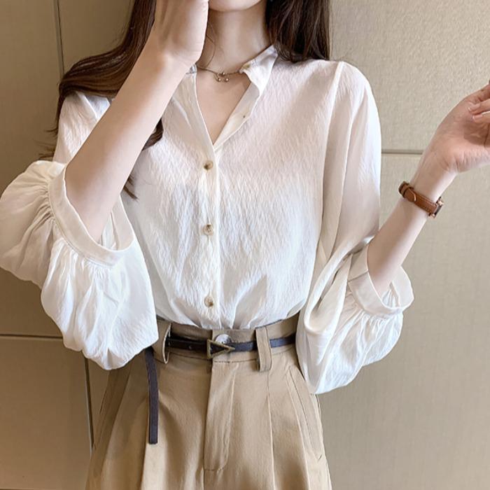 

Шифоновая рубашка большого размера - Женский корейский стиль, свободный, тонкий топ для защиты от солнца на весну/осень 2025 года L белый