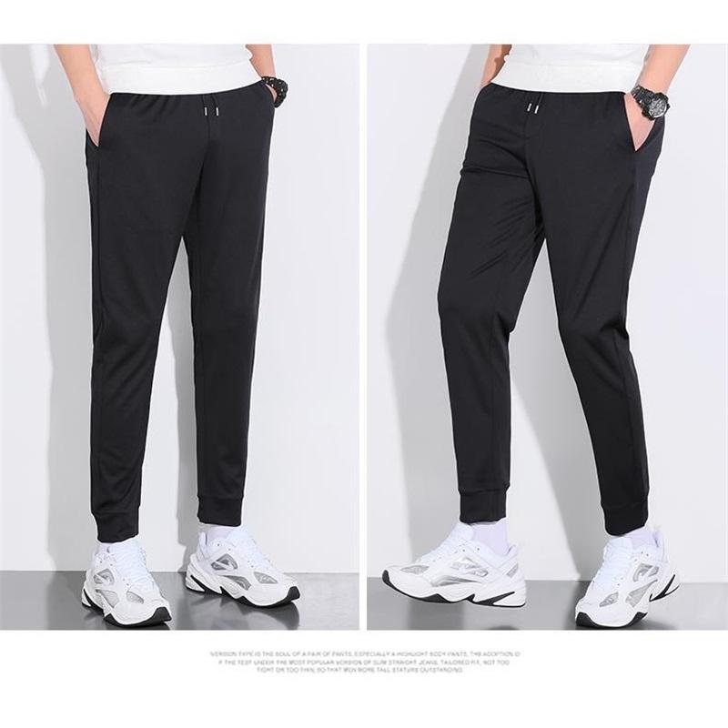 Men's Ice Silk Casual Pants Summer Thin Straight Leg Trousers Quick Dry Breathable Loose Fit Sweatpants With Drawstring