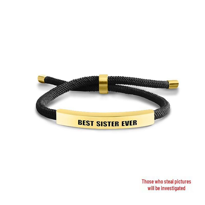 Multicolor Woven Rope Friendship Bracelet - Engraved Stainless Steel Christmas Gift