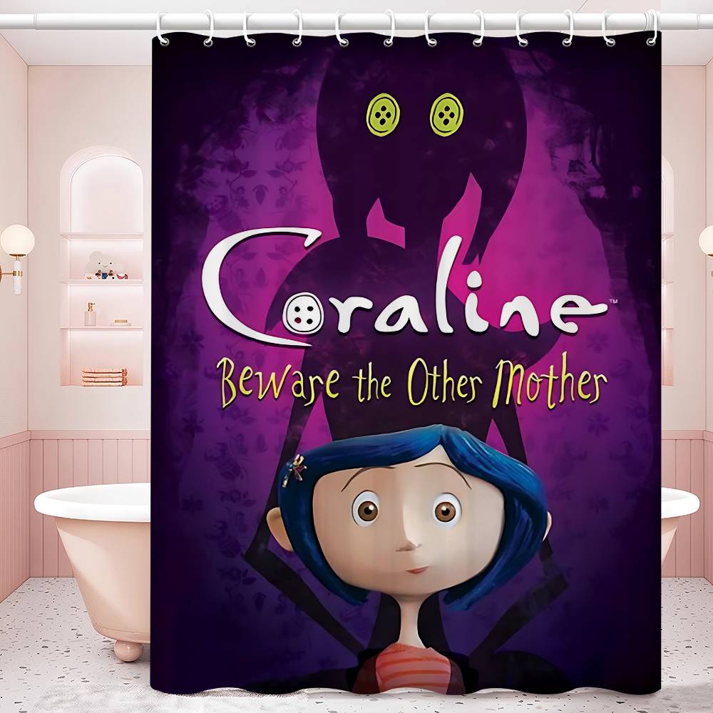 Anime Movie Coraline Shower Curtain - Water-Repellent And Leak-Resistant, Mold And Mildew Resistant For