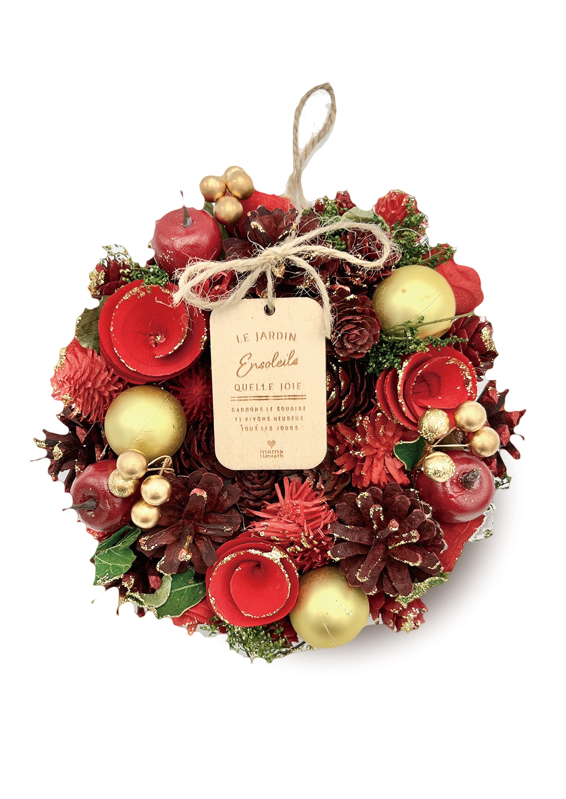 

mamawreath Цветочный Рождественский Венок для Входа Яблочно-Красный и Маленький Размер 19см x 6см Блестящий Круглый Рождественский [Венок 2025] Дверь, Украшение, Зеленый, Размер