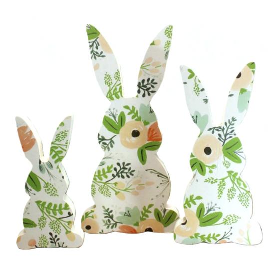 1 Set Easter Rabbit Table Sign Farmhouse Rustic Bunny Decoration Home Office Spring Easter Holiday Party Table Centerpiece Ornament
