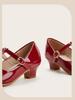 2025 Winter Crystal Flower Bow High Heels for Girls - Pointed Toe Leather Shoes for Small and Medium Children