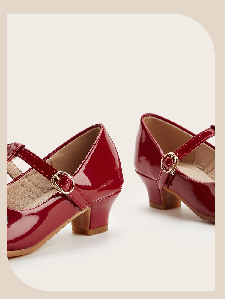 2025 Winter Crystal Flower Bow High Heels for Girls - Pointed Toe Leather Shoes for Small and Medium Children