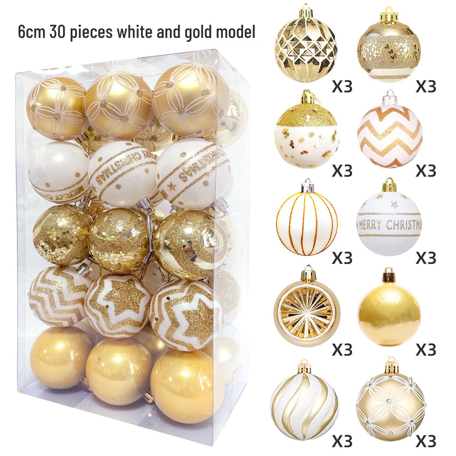 6cm Painted Plastic Christmas Tree Ball Ornaments 6cm 30 Painted Christmas Balls Box/Tub