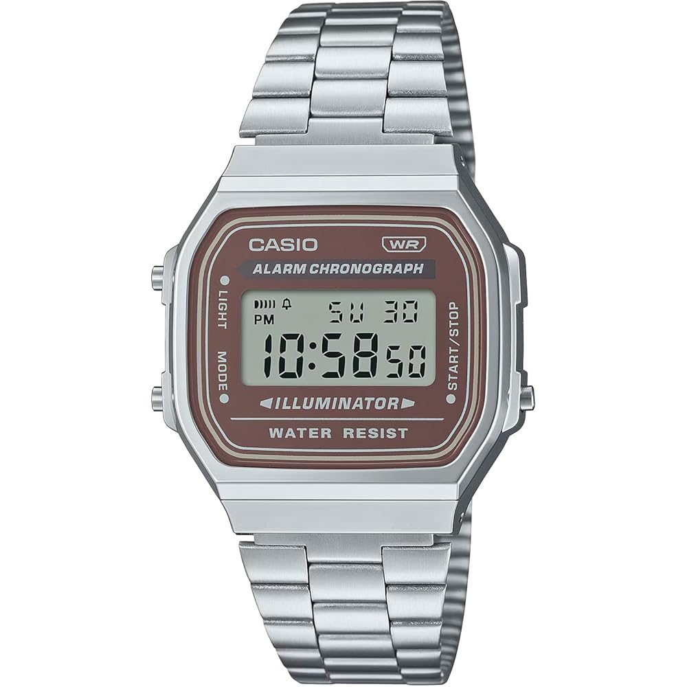 Casio Vintage Series A168WA-5AY Digital Watch Silver Brown Unisex Kids