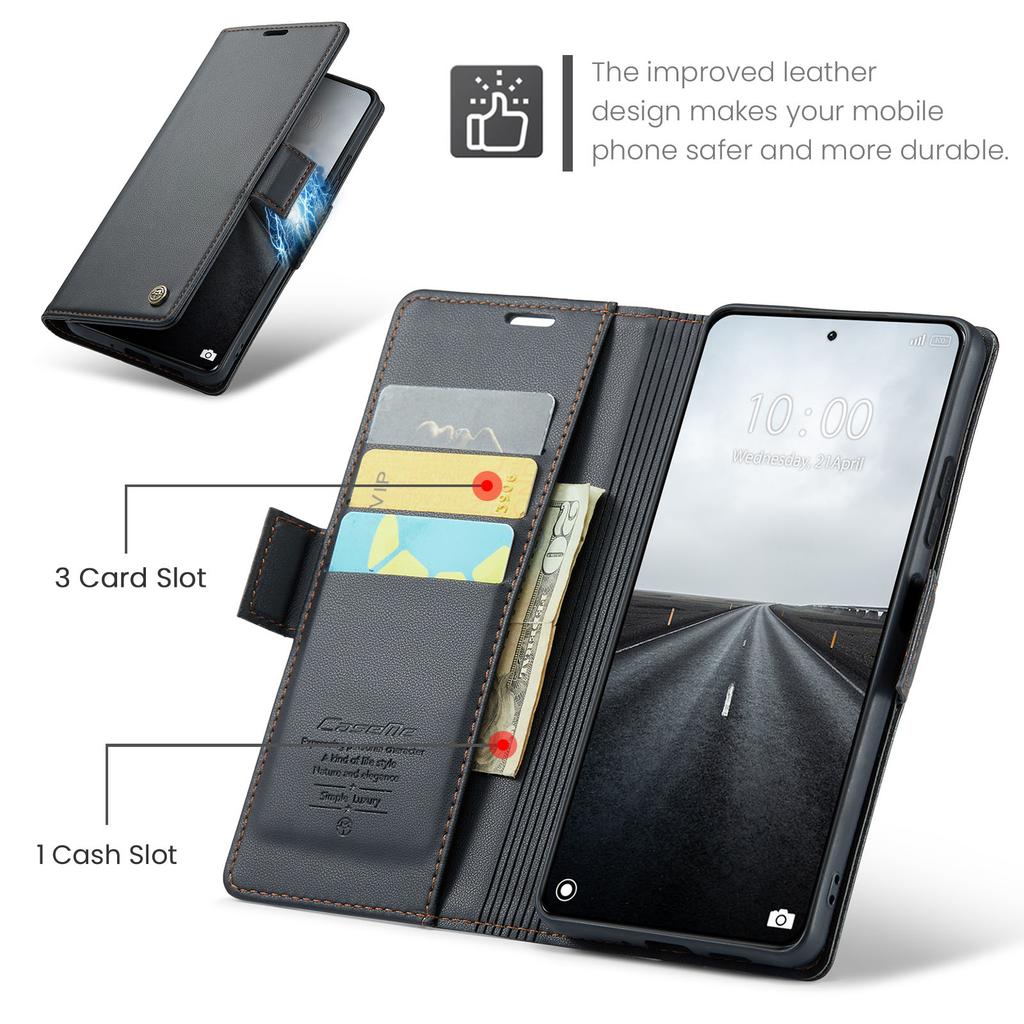 For Xiaomi 14 Pro Leather Case CASEME 023 RFID Blocking 3 Card Slot Mobile Cover