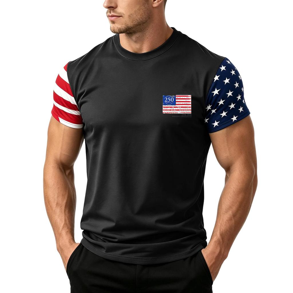 Men's Independence Day Flag Print Short Sleeve T-Shirt, Loose Casual Daily Summer Tops