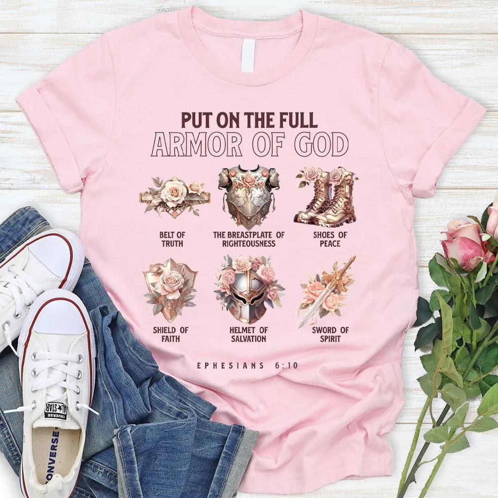 

Put on The Full Armor of God TShirt Mens and Womens Short Sleeve Cotton Tees Retro HipHop Tops Summer Blouse Women Clothing S