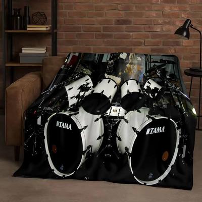 26 Style TAMA Drum Kit Drum Set Music Instruments Flannel Blanket,Ultra Soft Plush Throw for Home Bedroom Bed Sofa Cover Kids