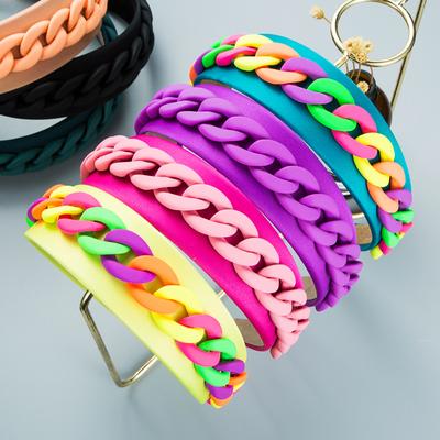 Women's Rural Wide Edge Color Chain Decoration Makaron Color Headband