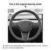For Tesla Model 3 2015 2016 2017 2018    Model Y    Car Interior Steering Wheel Leather Cover Trim