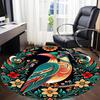 1PC Floral Bird Office Round Area Rug, Mat Suitable For Office, Under Office Chairs Bedroom Living Room Home Decor, Room Deco